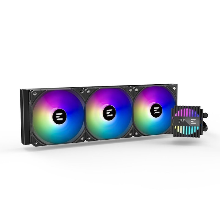 Cooler procesor cu lichid ID-Cooling FX360 LCD cu display negru iluminare aRGB