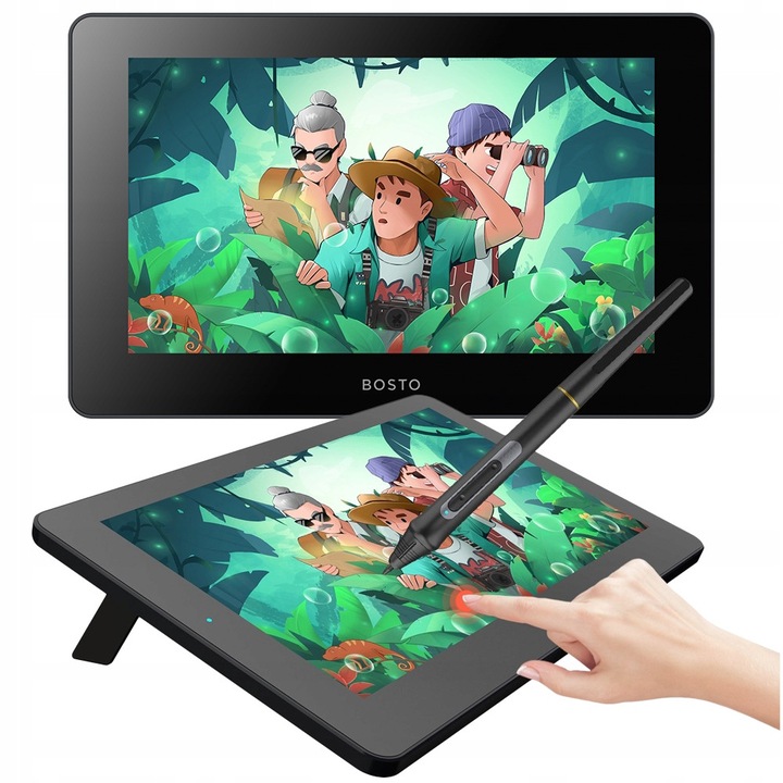 Графичен таблет BOSTO 12HDT, тъчскрийн, Full HD, черен, 31.9x19.9x1.4см