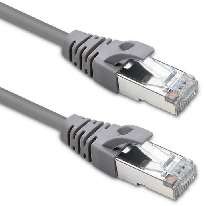 Qoltec hálózati kábel, FTP CAT5e, 2 x RJ-45, árnyékolt, 3m, szürke