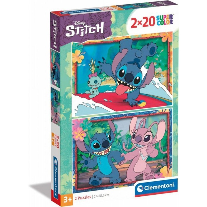 Puzzle Clementoni Super Color Stitch, 2 seturi, 20 piese, 27x18.5cm