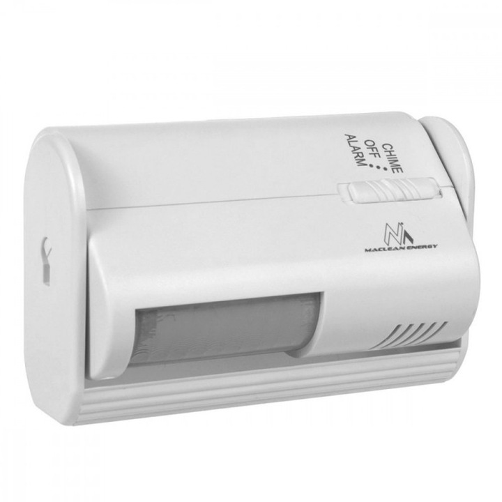 Alarma de intrare cu senzor PIR, Maclean MCE311 W, detectare 8m, unghi 60°, alb