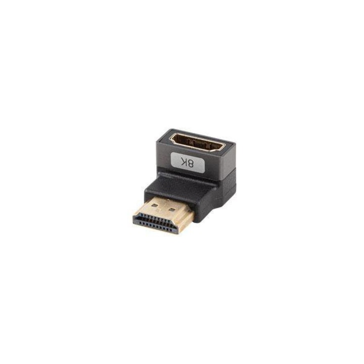 Adaptor HDMI Lanberg, 8K, unghiular, aluminiu, argintiu/negru