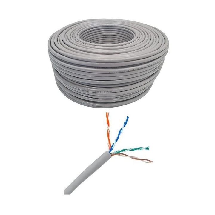 Netrack UTP мрежов кабел, Cat 6, сив, 100м