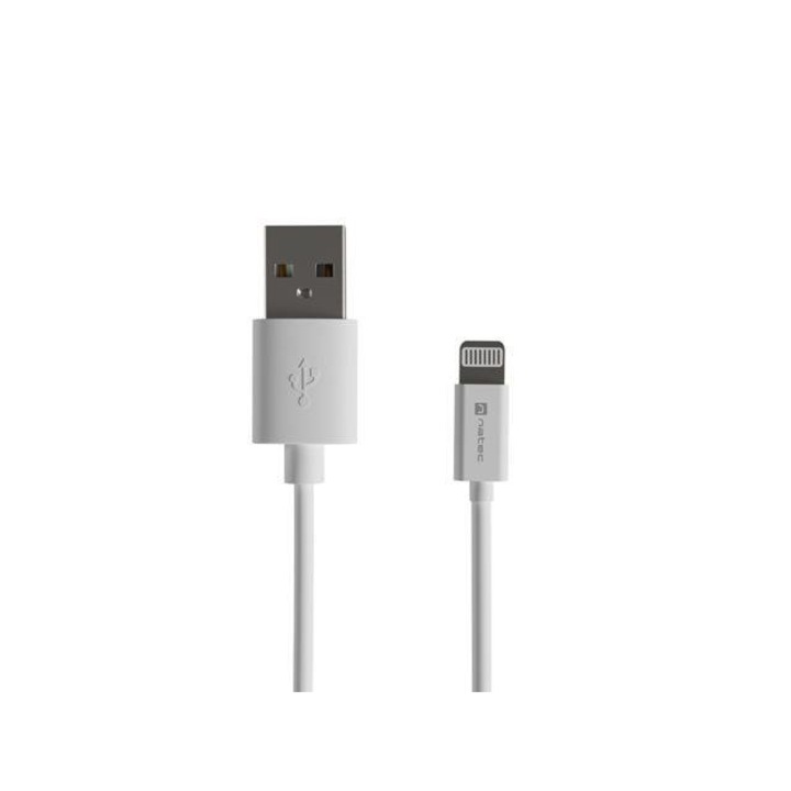 Natec Prati Lightning / iPhone -> USB-A 2m MFI kábel fehér