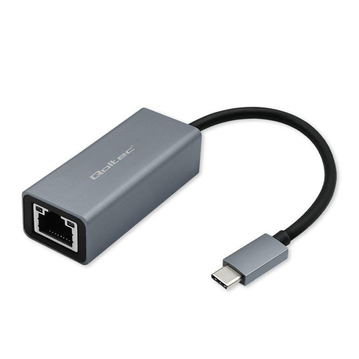 Qoltec USB-C към RJ45 Ethernet адаптер, 1000Mb/s, алуминиев корпус