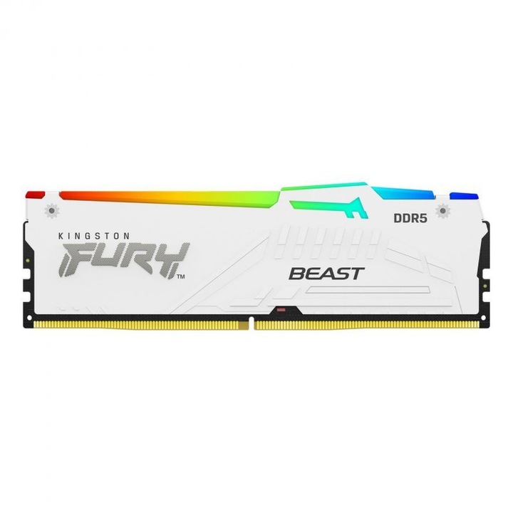 Memorie RAM Kingston FURY Beast RGB, 16GB, 6000MHz, CL30, alb, EXPO