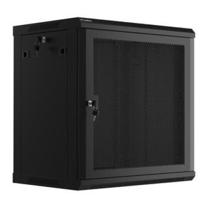 Függesztett fém szekrény, Lanberg, 19", 12U, 600 x 450 mm, fekete