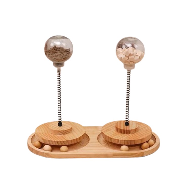 Interaktív oktatójáték fa labdával macskáknak/kutyáknak, interaktív ételadagolóval, modern kivitelben