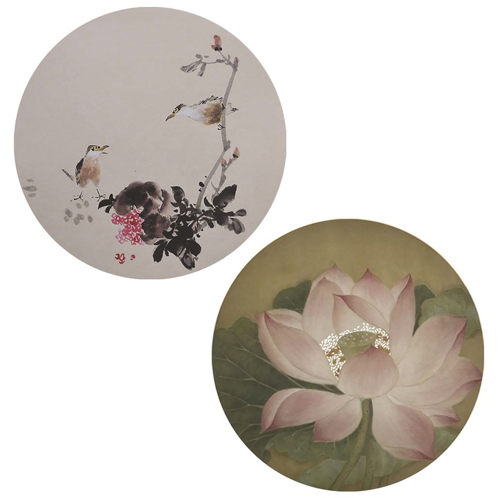 Covoras rotund pentru mouse, stil chinezesc, bujor, 20 cm, stil mixt 5