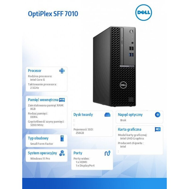 Настолен компютър Dell OptiPlex SFF, Intel Core i5-13500, 8GB RAM