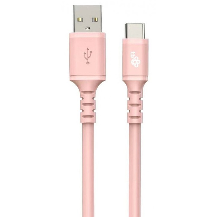 Кабел TB USB-USB C 1m розов силикон