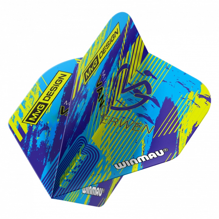 Комплект от 3 стандартни дартса Winmau MVG Prism Delta - синьо и зелено