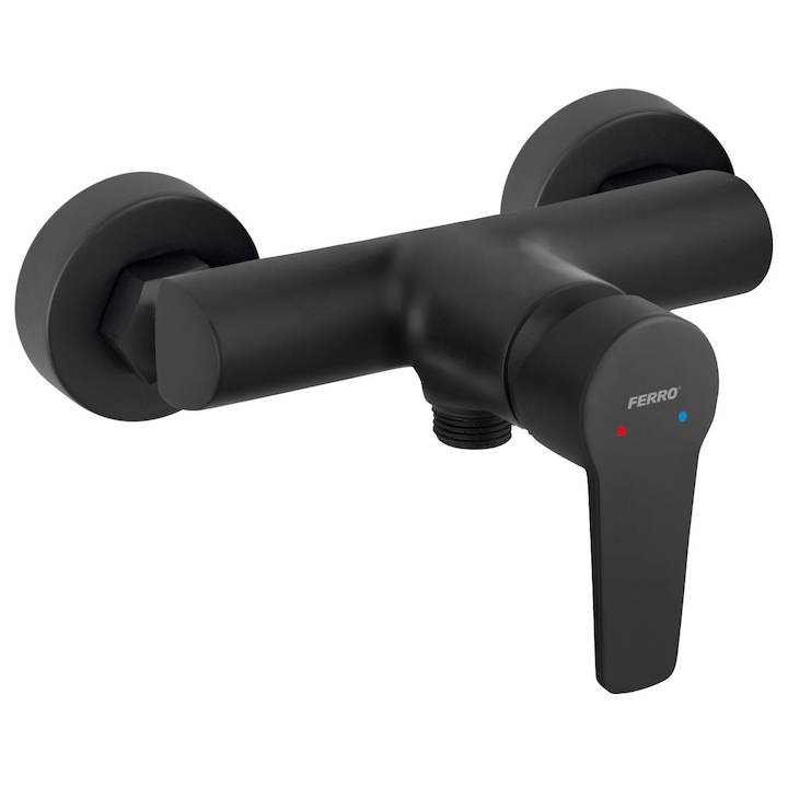 Baterie de dus Ferro Ritto BTR7BL, Monocomanda, Cartus ceramic, Racord dus D1/2”, Negru