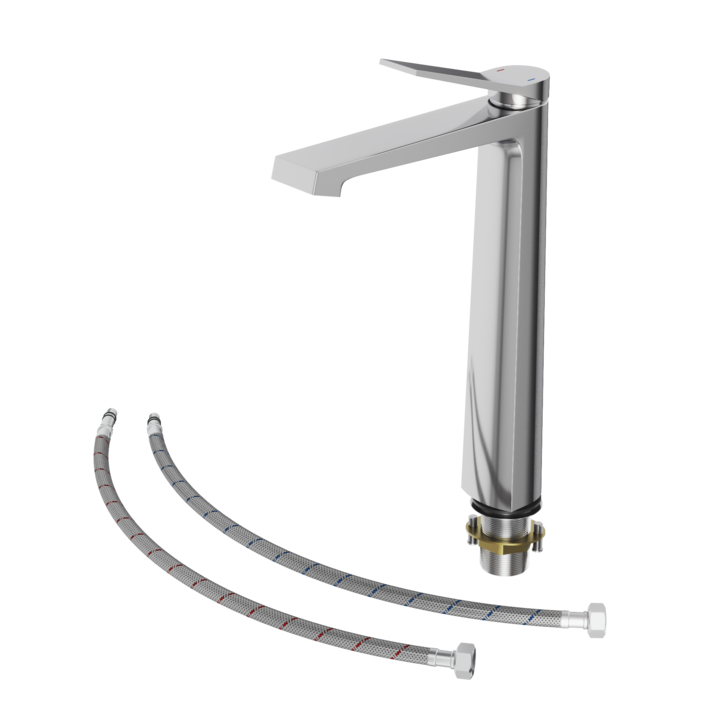 Baterie De Lavoar, Granitan, Selva, Inalt, Alama, 290 mm, Independenta, Set Baterie, Set De Montaj, Garnituri, Snururi De Conectare Gratis, Crom