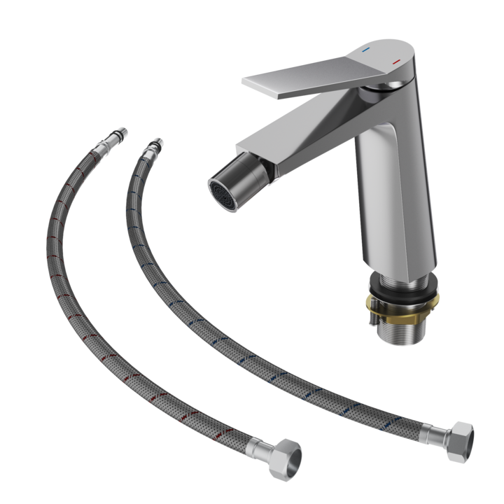 Baterie pentru bideu, Selva, verticala, alama, cap ceramic, 172 mm, Crom