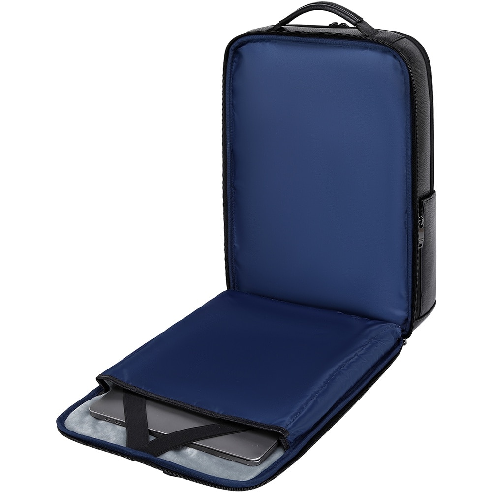Rucsac business JOLAR Dunavor Office GP02371, piele naturala, laptop 15.6 inch, USB si Type-C, 15 L, Negru