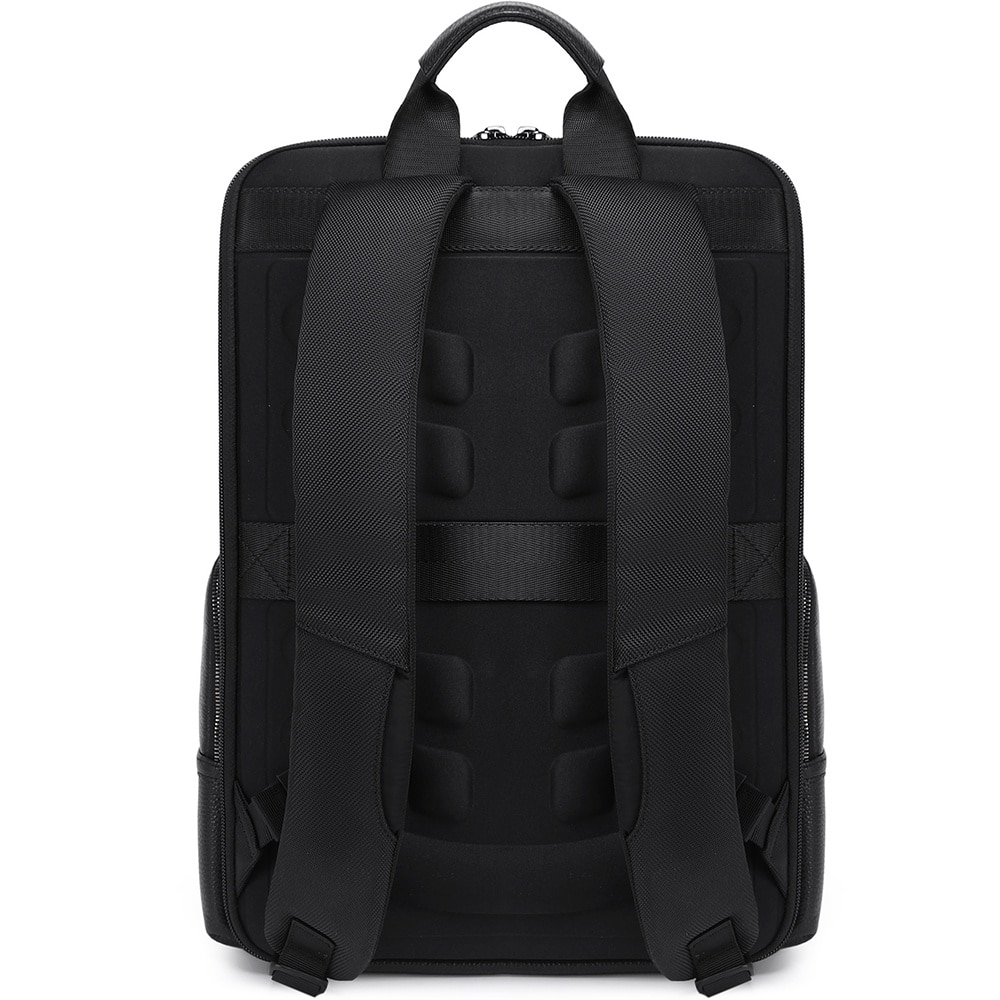 Rucsac smart pentru barbati, slim pentru laptop de 15.6 inch, business elegant cu port USB TYPE-C, din piele naturala, rezistent la apa si zgirieturi, fixare de valiza JOLAR. KB02330BK Negru