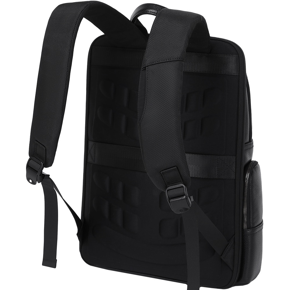 Rucsac smart pentru barbati, slim pentru laptop de 15.6 inch, business elegant cu port USB TYPE-C, din piele naturala, rezistent la apa si zgirieturi, fixare de valiza JOLAR. KB02330BK Negru