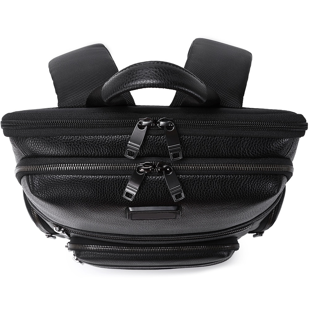 Rucsac smart pentru barbati, slim pentru laptop de 15.6 inch, business elegant cu port USB TYPE-C, din piele naturala, rezistent la apa si zgirieturi, fixare de valiza JOLAR. KB02330BK Negru