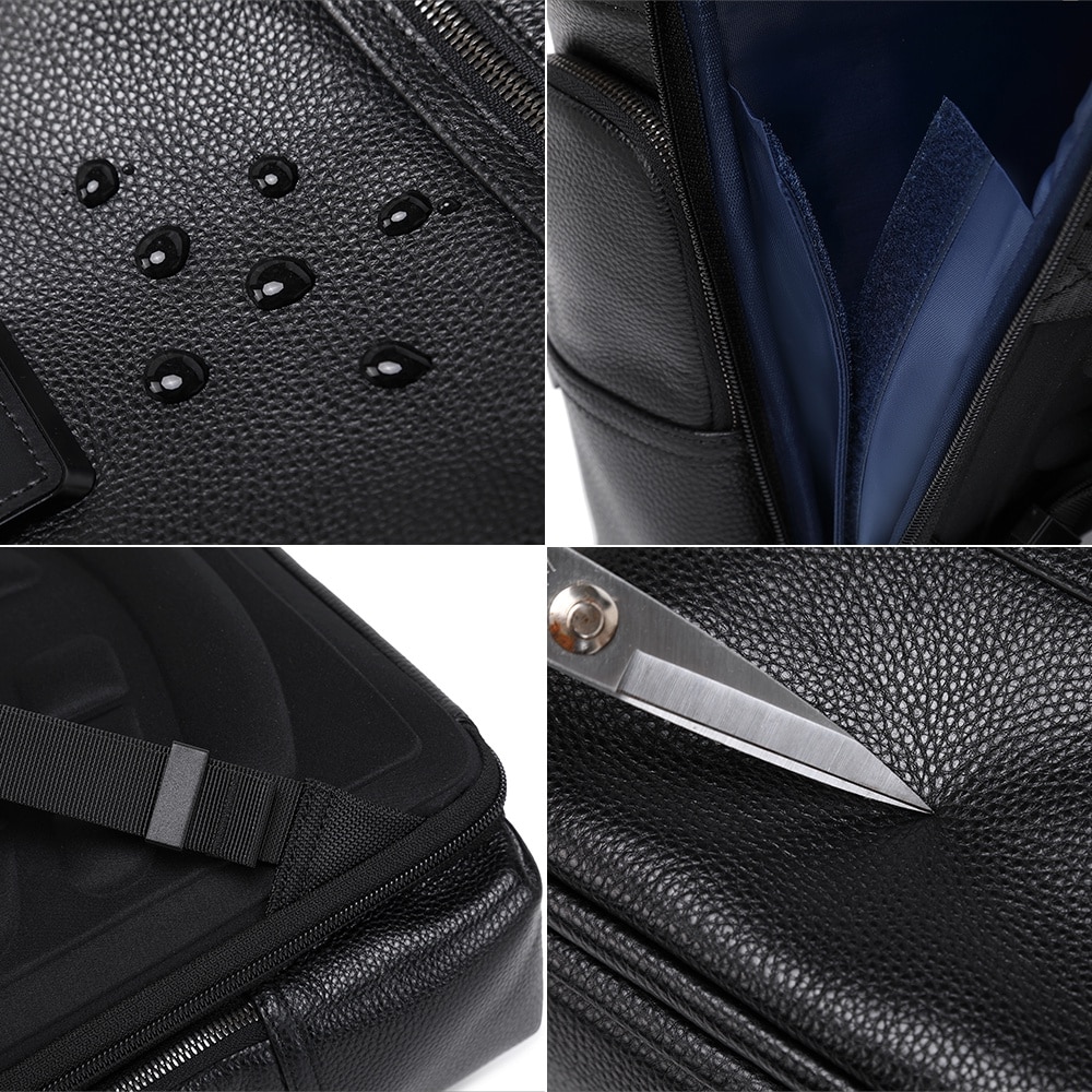 Rucsac smart pentru barbati, slim pentru laptop de 15.6 inch, business elegant cu port USB TYPE-C, din piele naturala, rezistent la apa si zgirieturi, fixare de valiza JOLAR. KB02330BK Negru