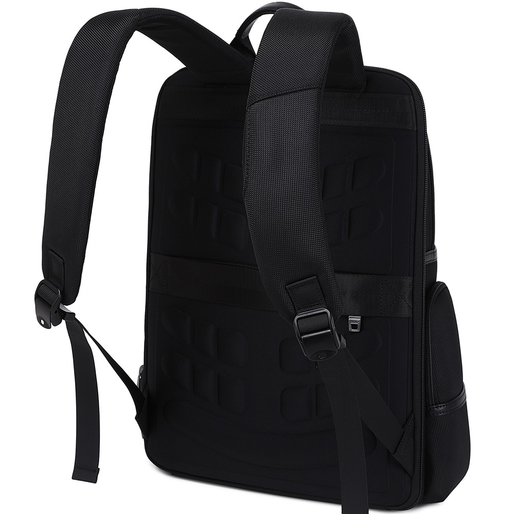 Rucsac slim unisex pentru laptop de 15.6 inch, business elegant cu port USB TYPE-C, din poliester rezistent la apa si zgirieturi, JOLAR. KB02314BK Negru