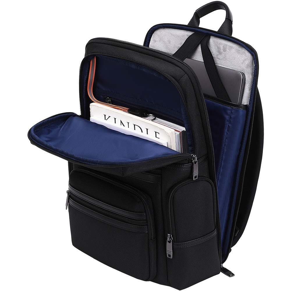 Rucsac slim unisex pentru laptop de 15.6 inch, business elegant cu port USB TYPE-C, din poliester rezistent la apa si zgirieturi, JOLAR. KB02314BK Negru