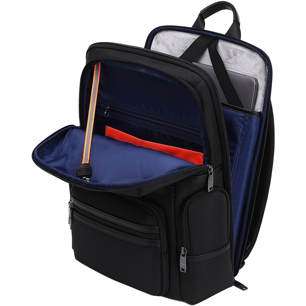Rucsac slim unisex pentru laptop de 15.6 inch, business elegant cu port USB TYPE-C, din poliester rezistent la apa si zgirieturi, JOLAR. KB02314BK Negru