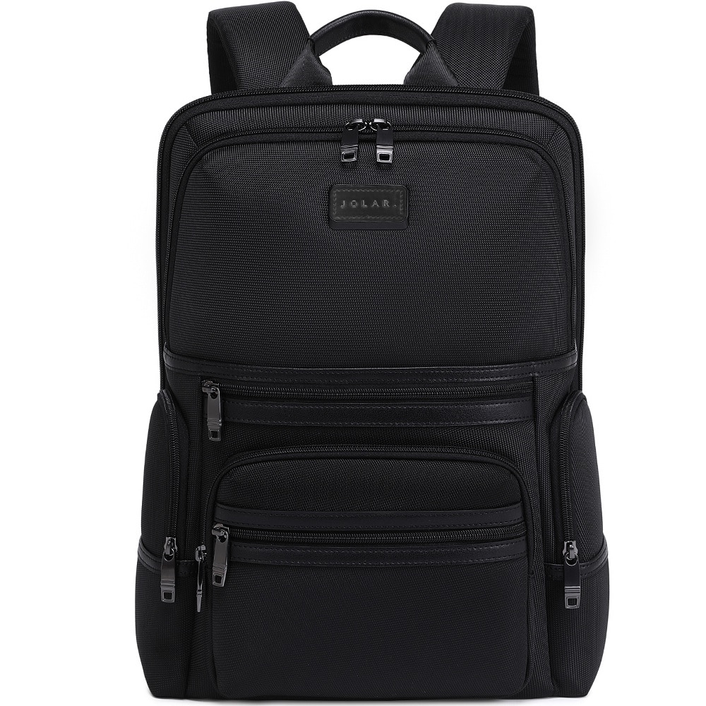 Rucsac slim unisex pentru laptop de 15.6 inch, business elegant cu port USB TYPE-C, din poliester rezistent la apa si zgirieturi, JOLAR. KB02314BK Negru