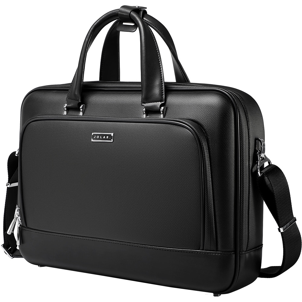 Geanta / Servieta business PREMIUM multi-functionala pentru oficiu, compartiment interior pentru laptop 15.6 inch, unisex, interior bine organizat, din microfibra este rezistenta la apa, JOLAR. YL006BK Negru