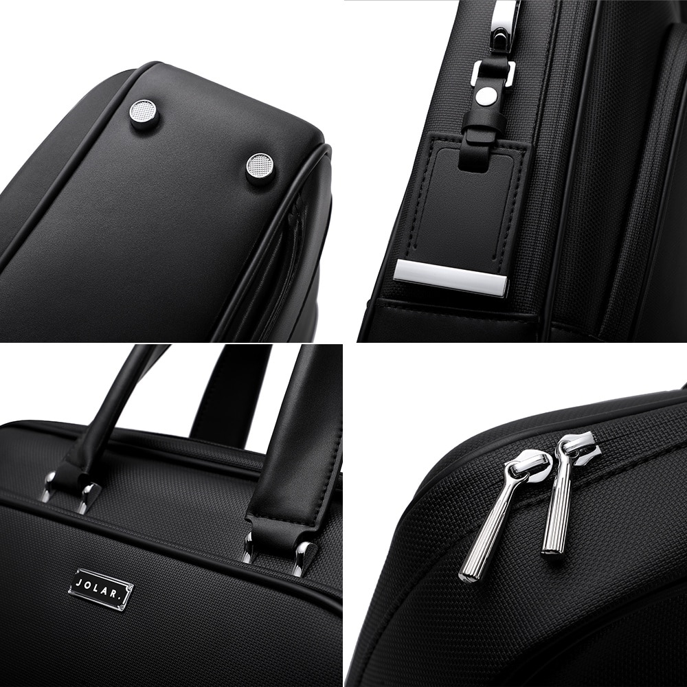 Geanta / Servieta business PREMIUM multi-functionala pentru oficiu, compartiment interior pentru laptop 15.6 inch, unisex, interior bine organizat, din microfibra este rezistenta la apa, JOLAR. YL006BK Negru