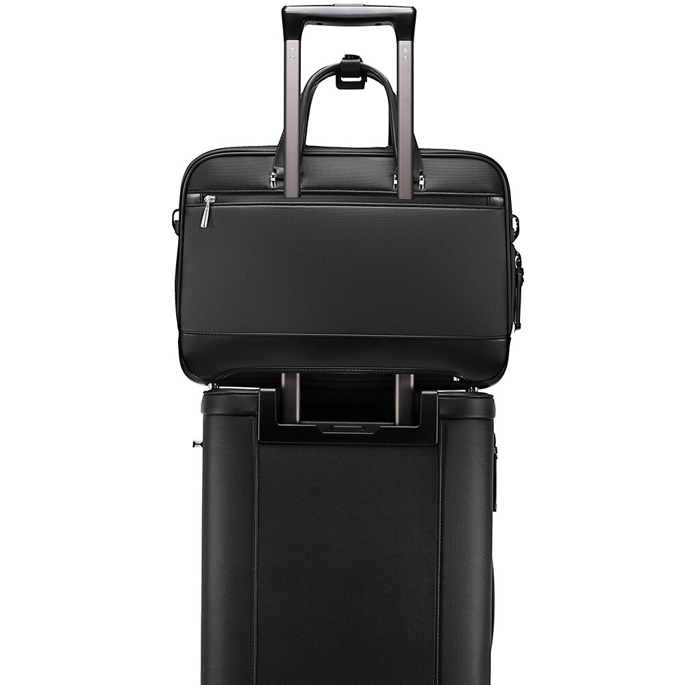 Geanta / Servieta business PREMIUM multi-functionala pentru oficiu, compartiment interior pentru laptop 15.6 inch, unisex, interior bine organizat, din microfibra este rezistenta la apa, JOLAR. YL006BK Negru