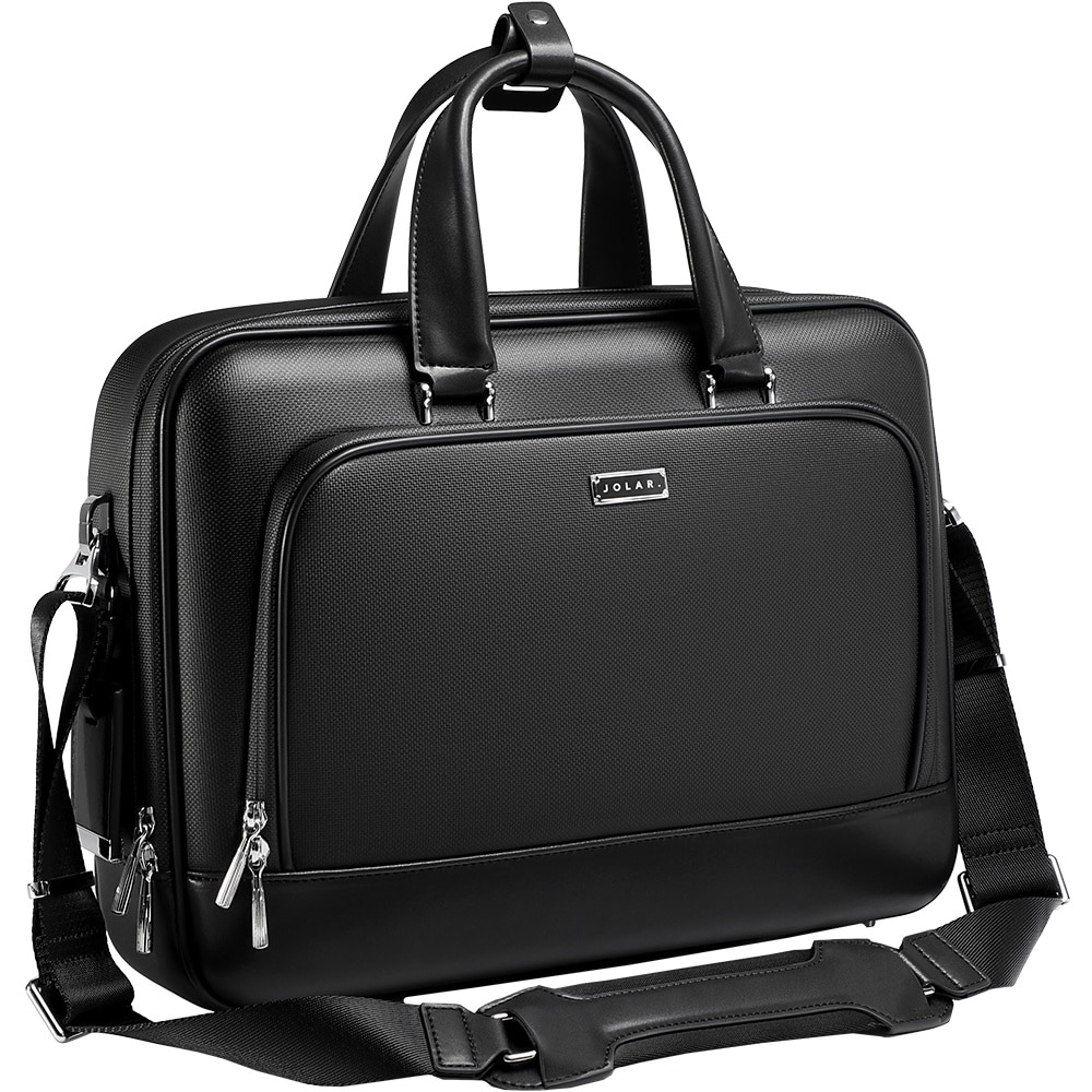 Geanta / Servieta business PREMIUM multi-functionala pentru oficiu, compartiment interior pentru laptop 15.6 inch, unisex, interior bine organizat, din microfibra este rezistenta la apa, JOLAR. YL006BK Negru