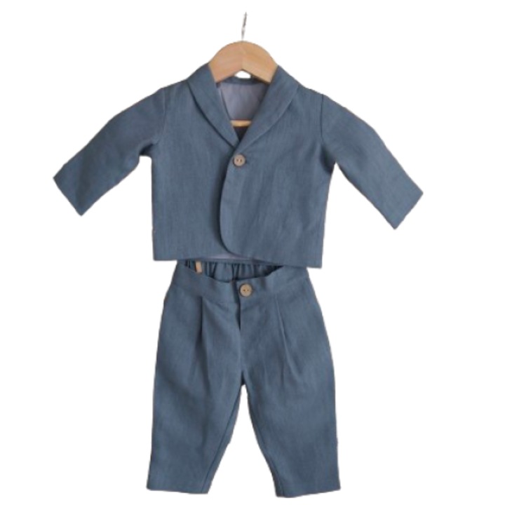 Costum botez baieti, albastru, 62