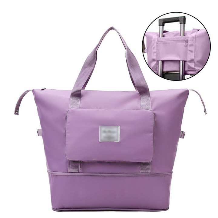 Разтегателна пътна чанта, Оксфорд, Мултифункционална, Лилава, 42x23x28/40см