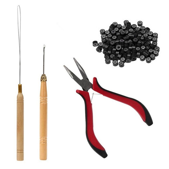 Set 503 accesorii pentru extensii par, Aliaj / Silicon, Multicolor