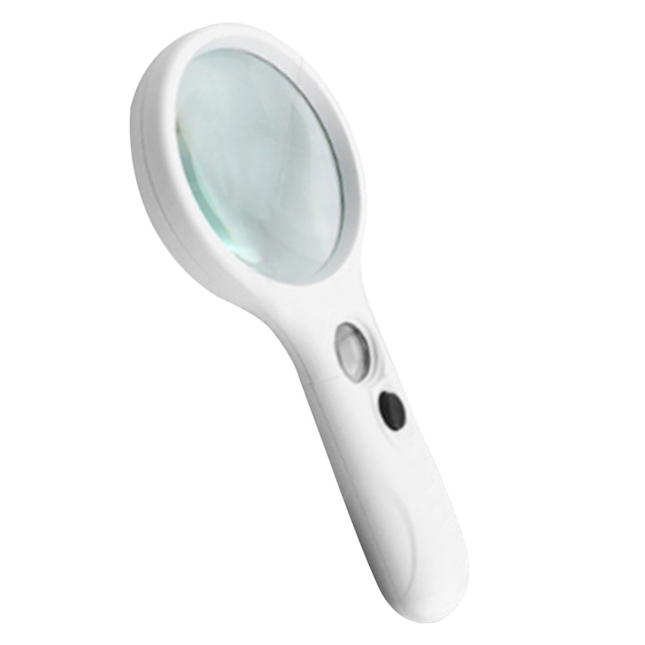 Lupa de citit cu LED, marire 3X/45X, alb, 190x83x20mm