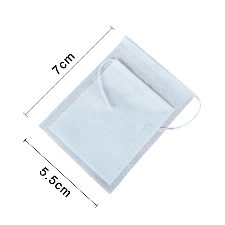 Pungi ceai eco prietenoase, cu snur, 10x12cm, albe