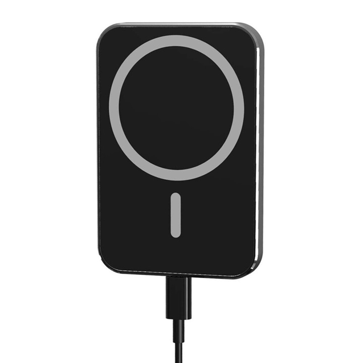 Incarcator auto wireless magnetic, rotatie 360, negru, 65x100x8mm