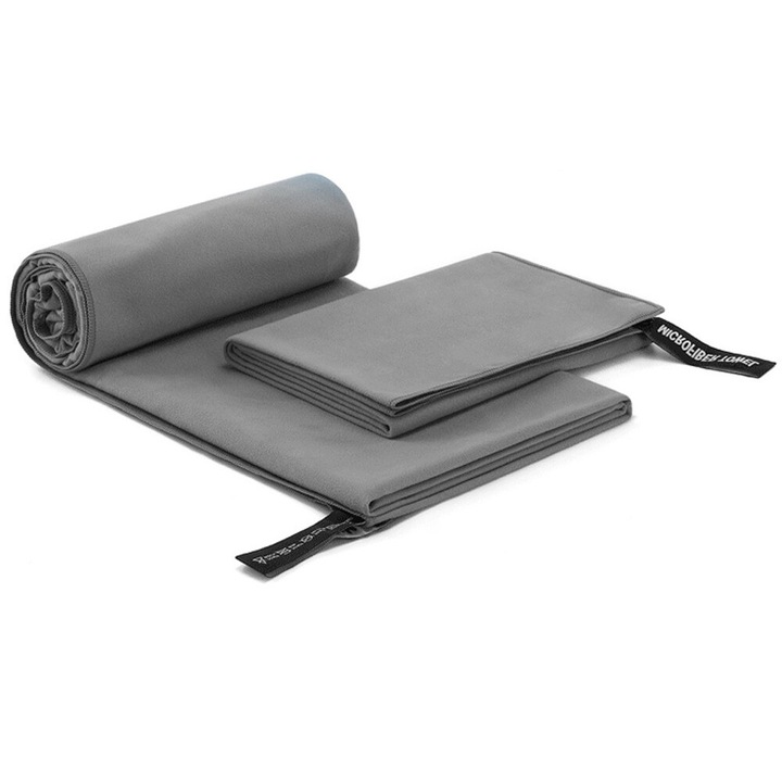 Set 2 prosoape, microfibra, absorbtie rapida, multicolor, 40x80cm, 76x152cm