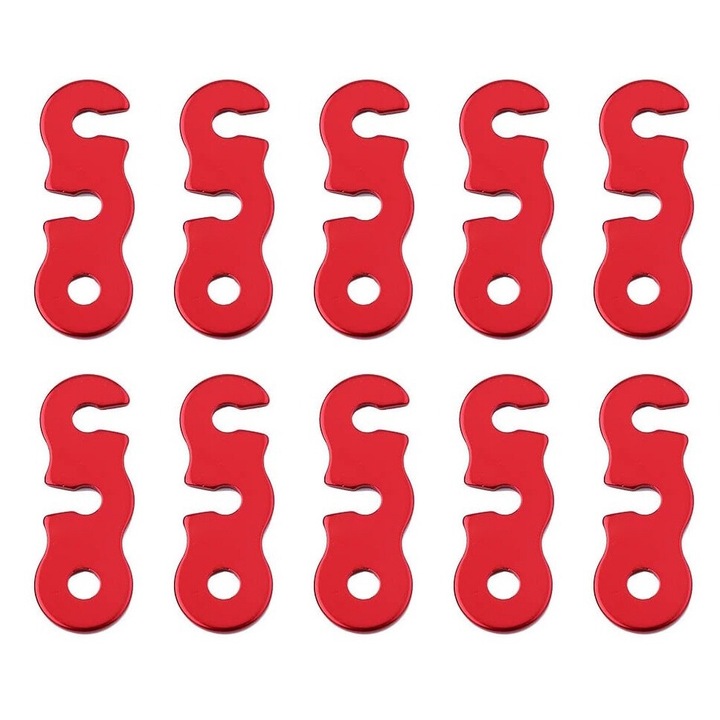Set 10 intinzatoare Coarda de Cort, Aliaj de Aluminiu, Rosu, 4.3x1.2cm