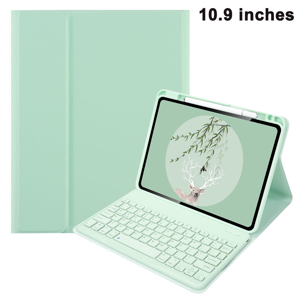 Husa tableta pentru Apple iPad Air 4, piele ecologica, tastatura Bluetooth, verde