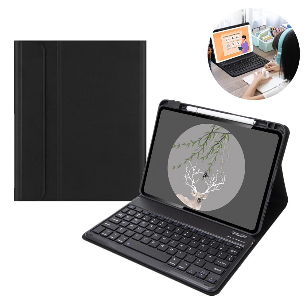 Husa cu tastatura pentru iPad Air 4, 10.9 inch, piele ecologica, negru