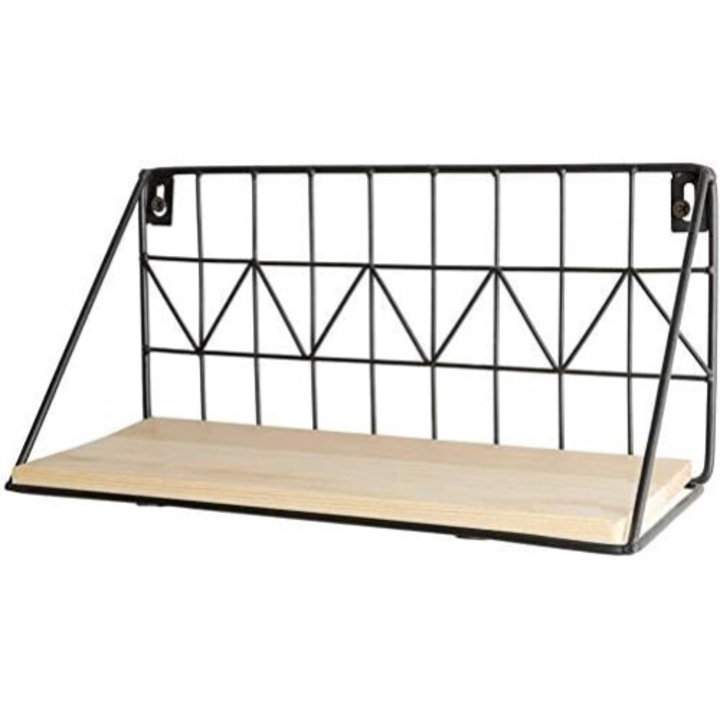 Set 2 rafturi suspendate, lemn si metal, bej, 29x11x13cm