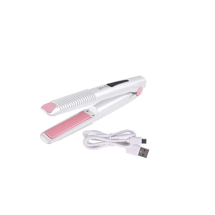 Placa si ondulator de par 2 in 1, fara fir, 3 nivele de temperatura, alb, 2200mAh