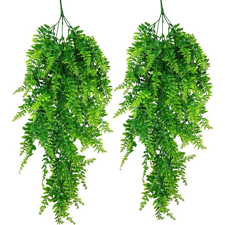 Set 2 Plante artificiale pentru agatat, verde, 1.22m, plastic, pentru decor exterior/interior