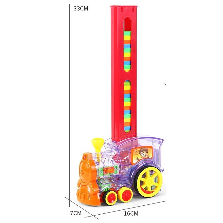 Set Trenulet de Jucarie cu Domino, Electric cu Lumini si Sunete, Multicolor, 16x7x33cm