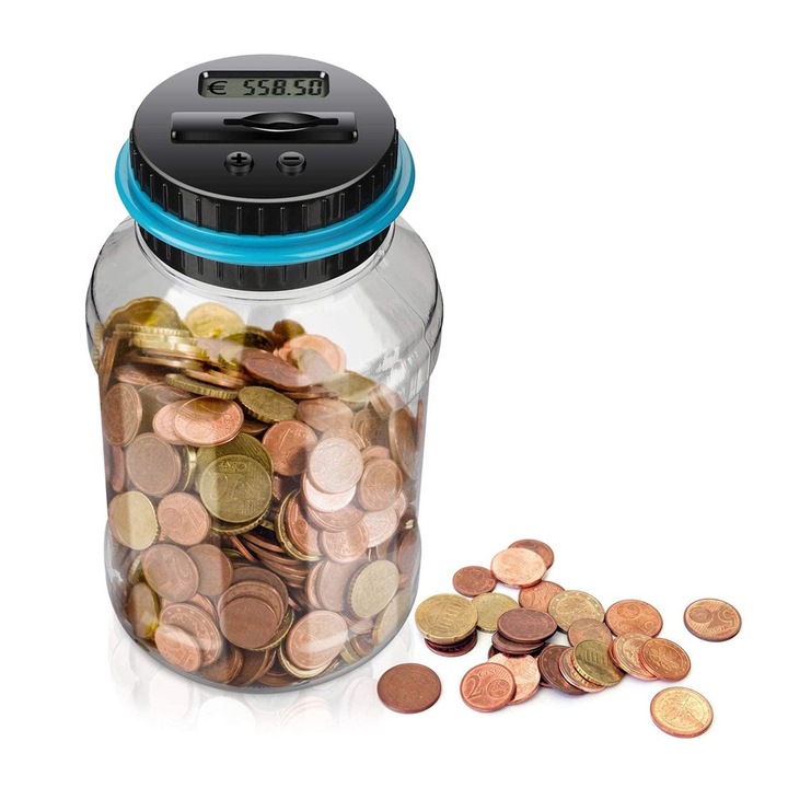 Електронна касичка, прозрачна, дигитален брояч, 120x218x120см