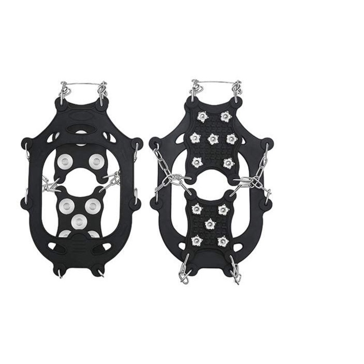 Set 2 crampoane pentru alpinism anti-alunecare, Silicon, Negru, M