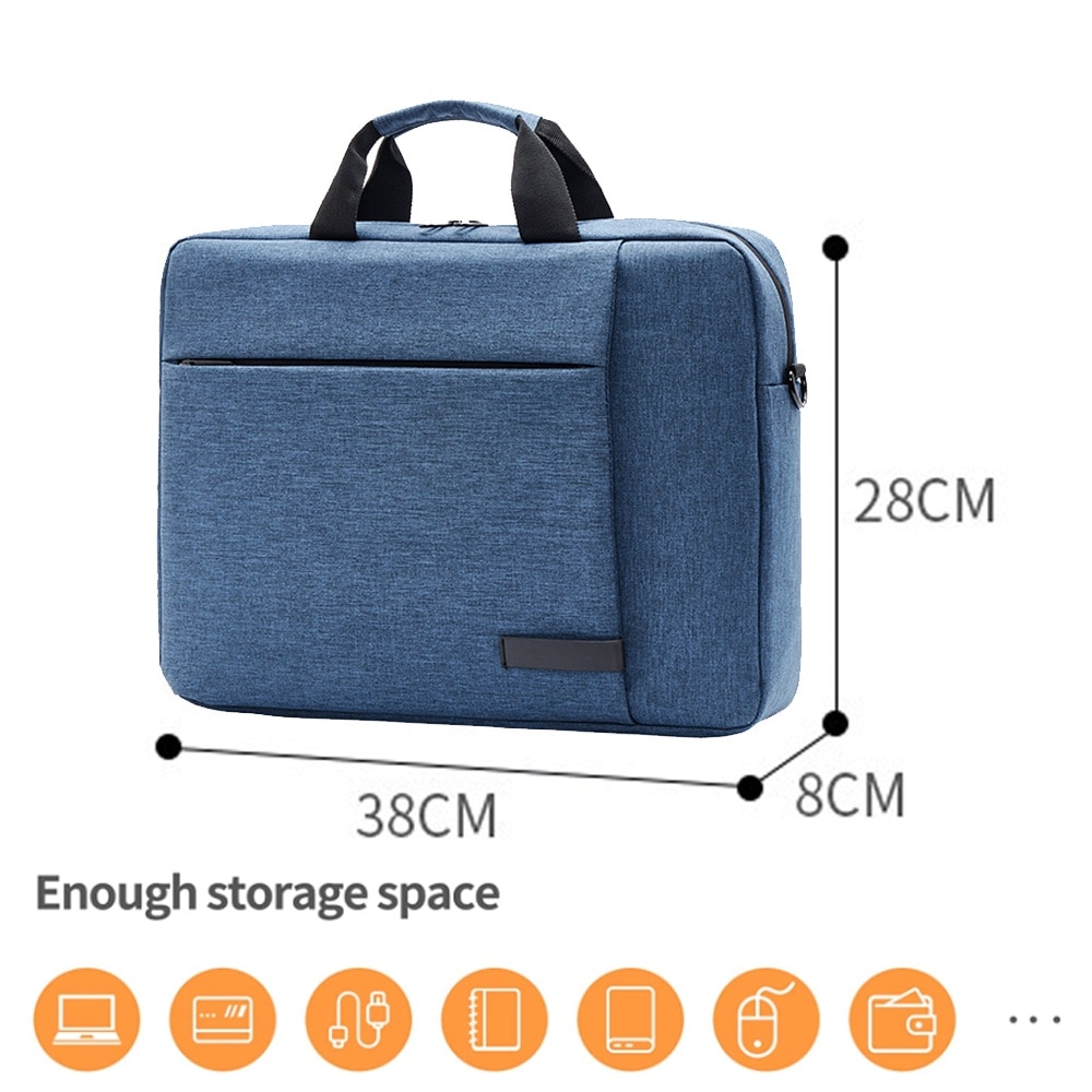 Husa laptop, compatibila 14 inch, rezistenta la apa, buzunar frontal, albastru
