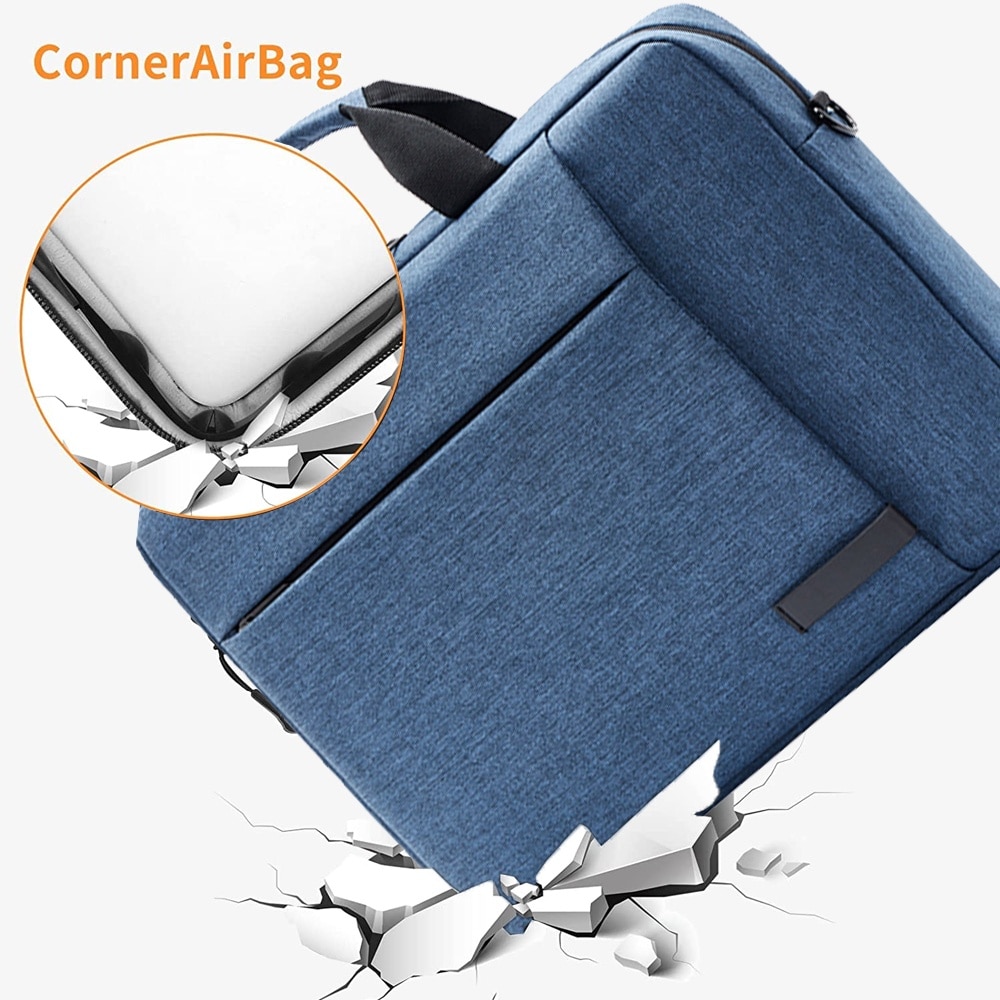 Husa laptop, compatibila 14 inch, rezistenta la apa, buzunar frontal, albastru